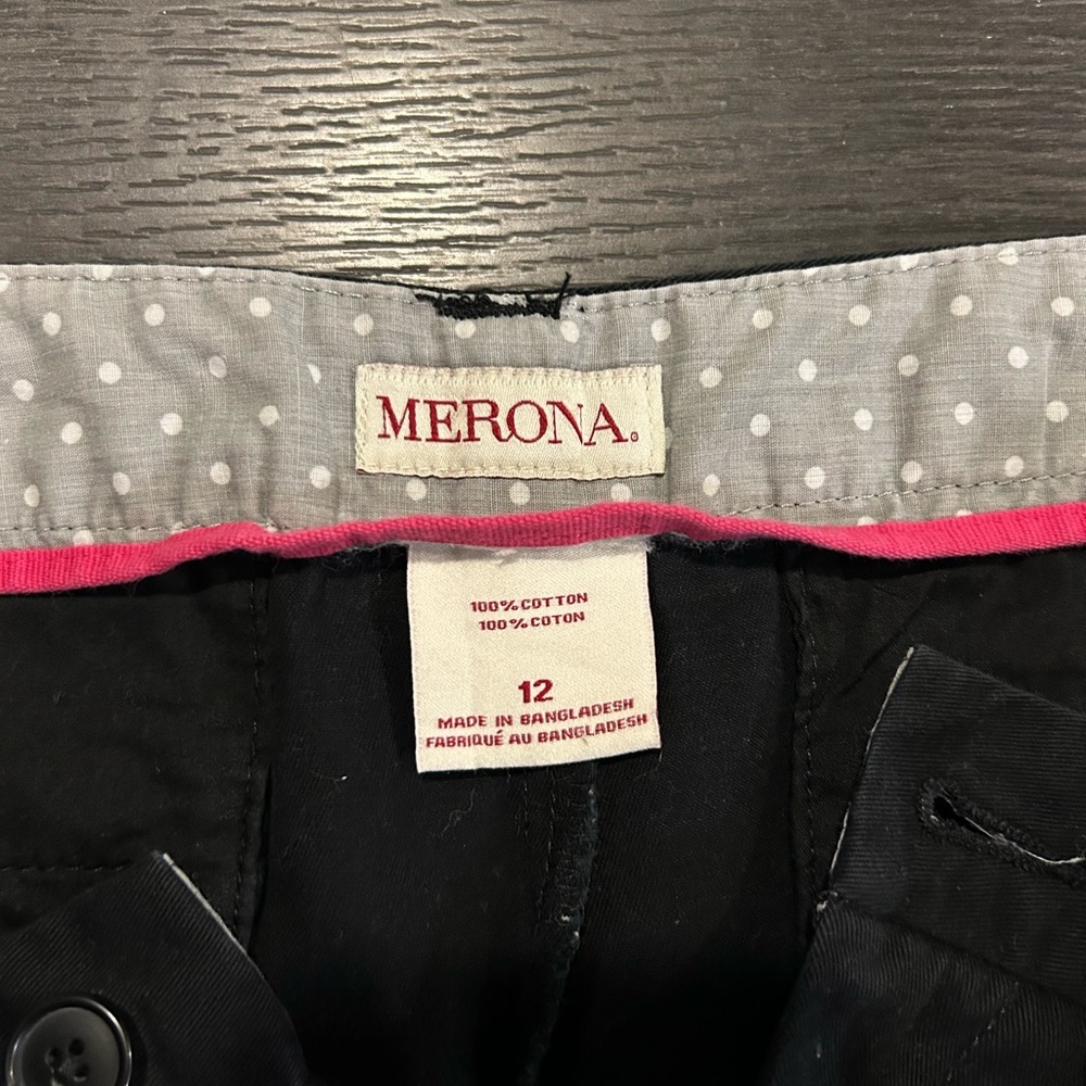 Merona Women’s Black 100% Cotton Chino Shorts Size 12 - Picture 3 of 3